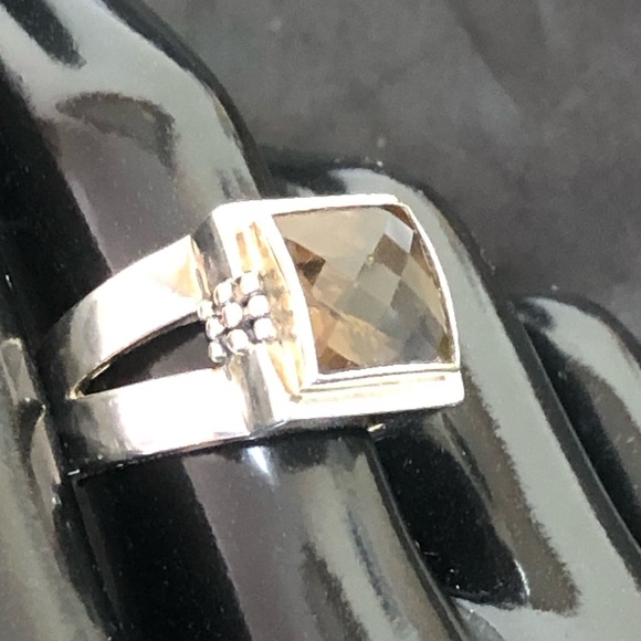 MICHAEL DAWKINS Smokey Quartz Sterling Silver Starry Night Faceted Cocktail Ring - Picture 10 of 17